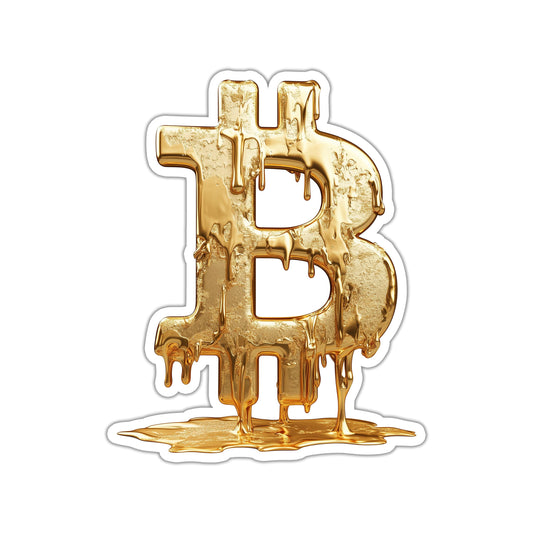 Gold Bitcoin Drip Sticker